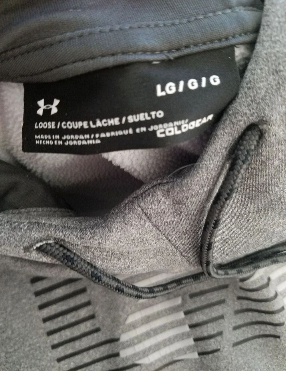 Under Armour Large loose coldgear cowl neck hoodie. Grey cowl neck hoodie with k